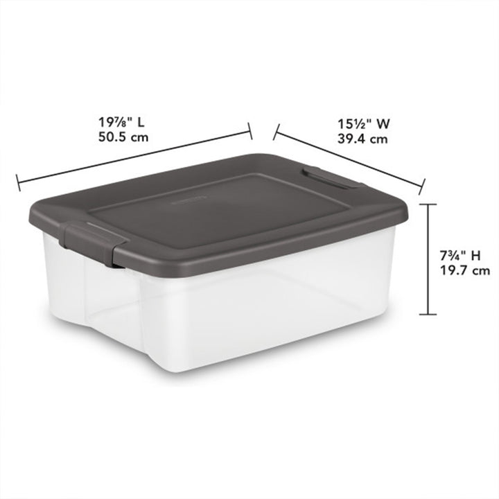 Sterilite 25 Qt. Shelf Tote Driftwood Lid Clear Base w/Platinum Latches(36 Pack)