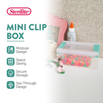 Sterilite Plastic Mini Clip Storage Box Container with Latching Lid, 18 Pack