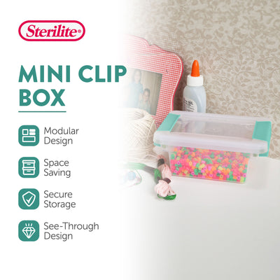 Sterilite Plastic Mini Clip Storage Box Container with Latching Lid, 24 Pack