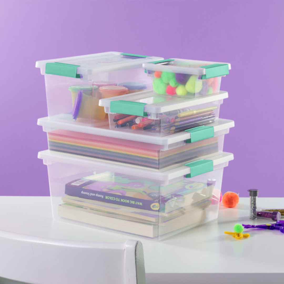 Sterilite Plastic Mini Clip Storage Box Container with Latching Lid, 24 Pack - VMInnovations