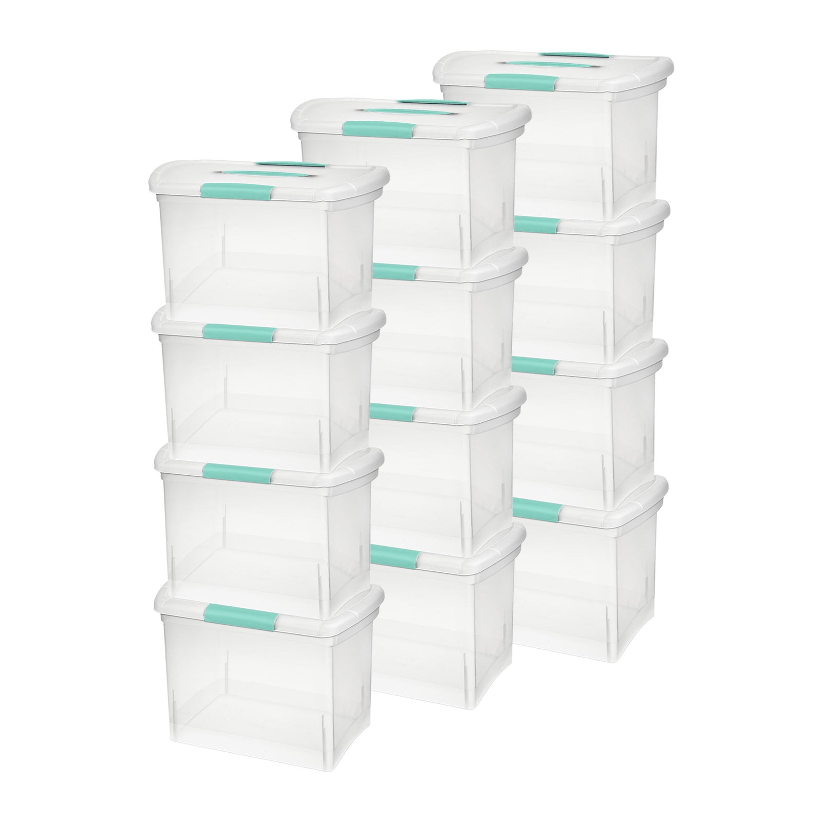 Sterilite Large Nesting ShowOffs Clear File Box w/ Handle and Latches, (12 Pack) - VMInnovations
