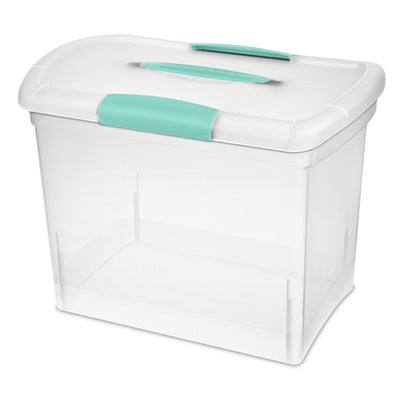 Sterilite Large Nesting ShowOffs Clear File Box w/ Handle and Latches, (12 Pack) - VMInnovations