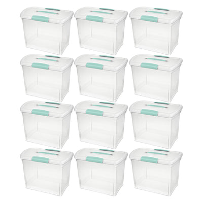 Sterilite Large Nesting ShowOffs Clear File Box w/ Handle and Latches, (12 Pack)