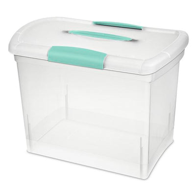 Sterilite Large Nesting ShowOffs Clear File Box w/ Handle and Latches, (12 Pack)