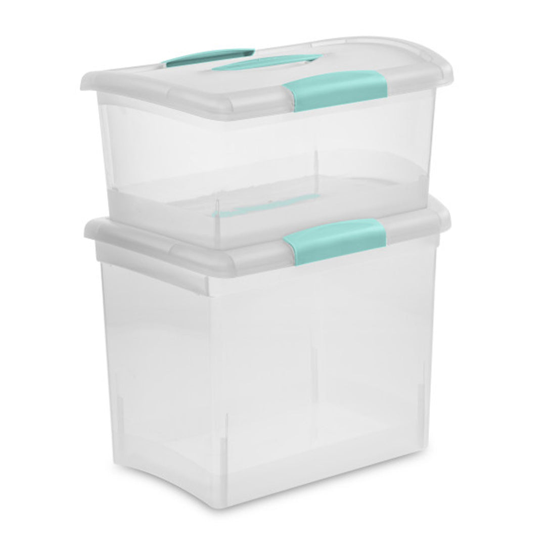 Sterilite Large Nesting ShowOffs Clear File Box w/ Handle and Latches, (12 Pack)