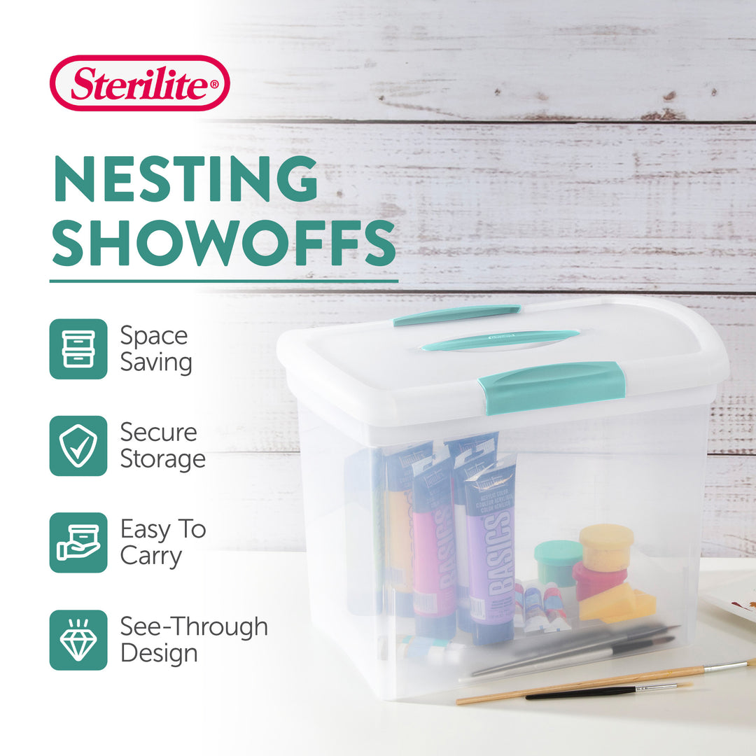 Sterilite Large Nesting ShowOffs, Stackable Clear File Box with Lid, (6 Pack)