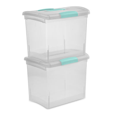 Sterilite Large Nesting ShowOffs, Stackable Clear File Box with Lid, (6 Pack)