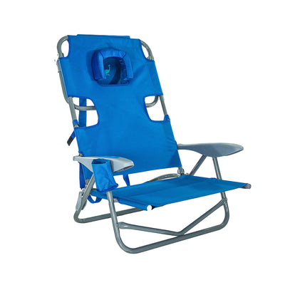 Ostrich On-Your-Back Lounge 5 Position Reclining Beach Lake Chair, Blue (Used)