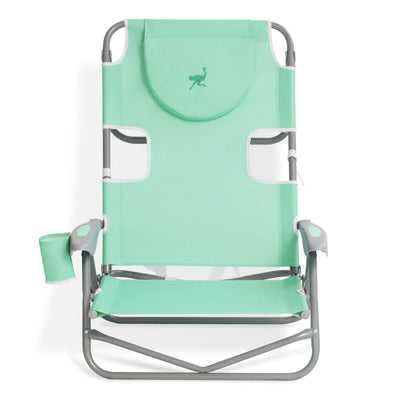 Ostrich On-Your-Back Outdoor Reclining Beach Pool Camping Chair, Teal (Open Box)