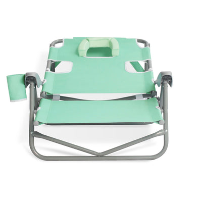 Ostrich On-Your-Back Outdoor Reclining Beach Pool Camping Chair, Teal (Open Box)