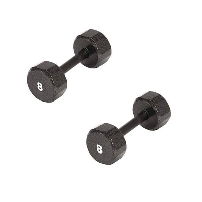 Marcy Pro TSA Hex 8 Pound Iron Home Gym Free Weight Dumbbells, Black (2 Pack)