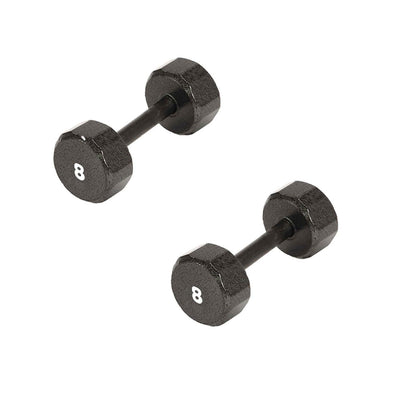 Marcy Pro TSA Hex 8 Pound Iron Home Gym Free Weight Dumbbells, Black (2 Pack)