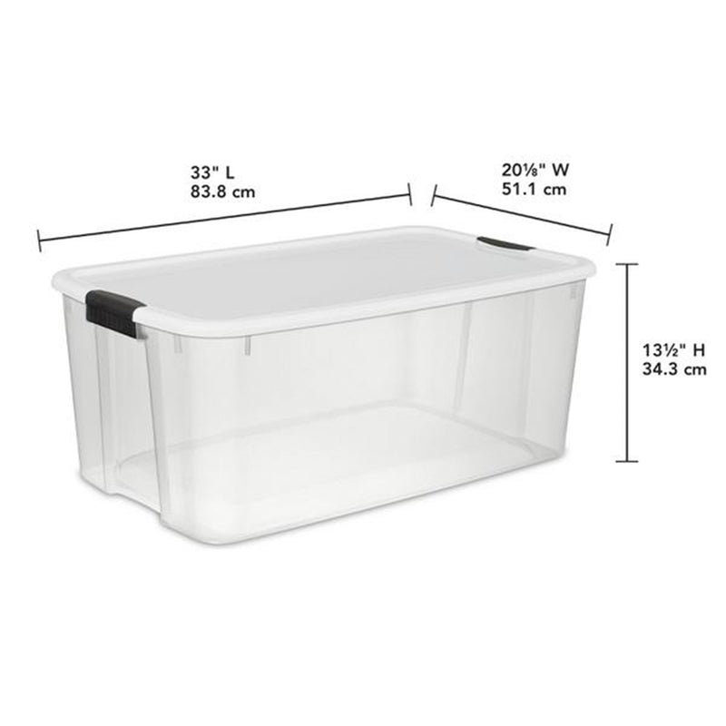 Sterilite 116 Quart Ultra Latching Clear Plastic Storage Tote Container, 12 Pack