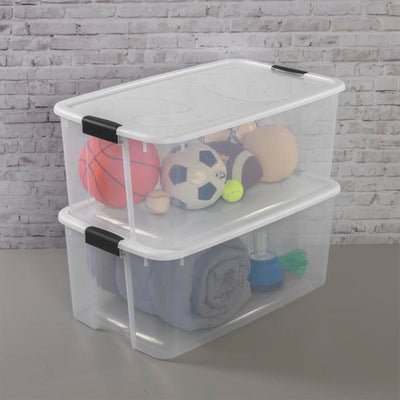 Sterilite 116 Quart Ultra Latching Clear Plastic Storage Tote Container, 12 Pack