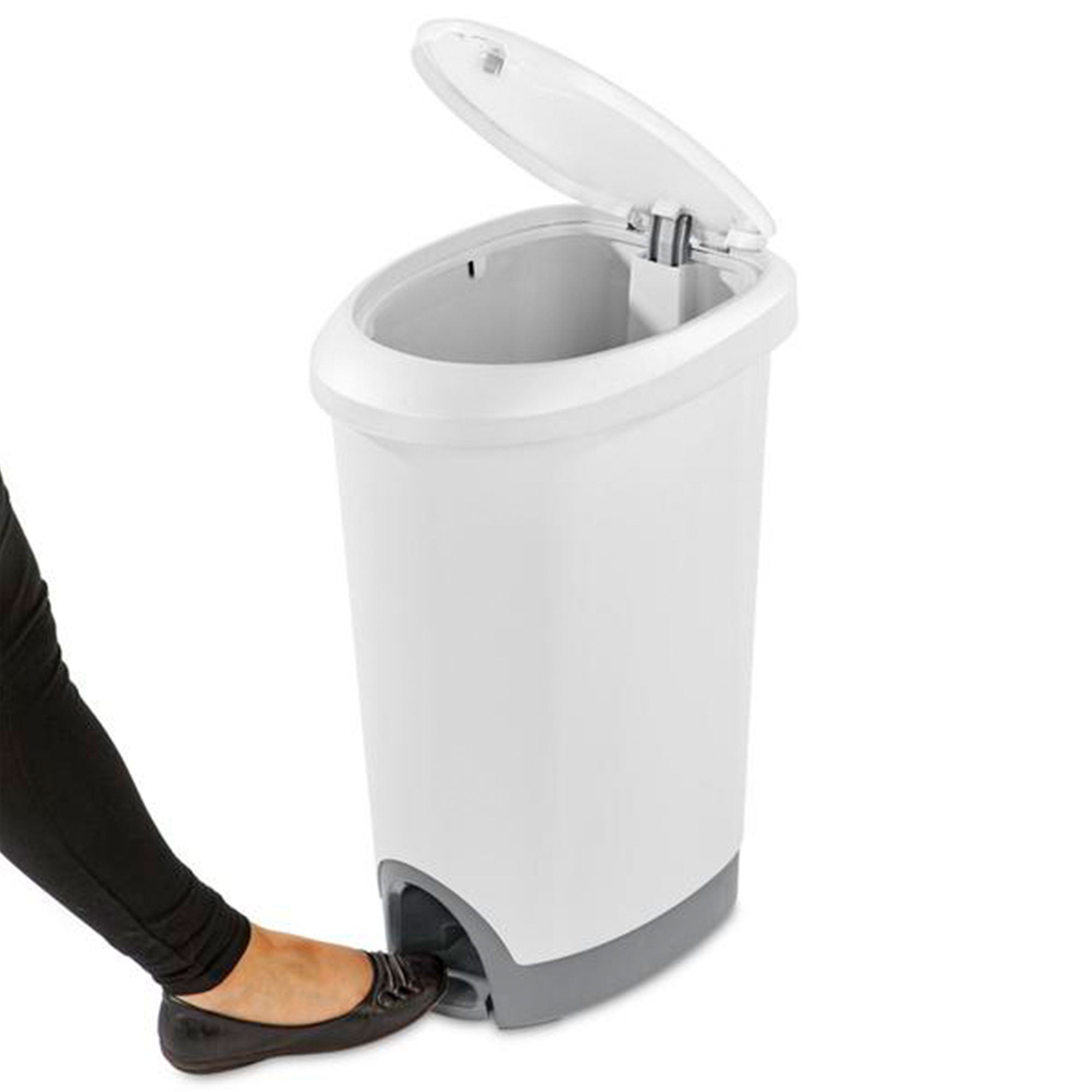 Sterilite 12.6 Gallon Locking StepOn Kitchen Garbage Wastebasket, White (4 Pack)