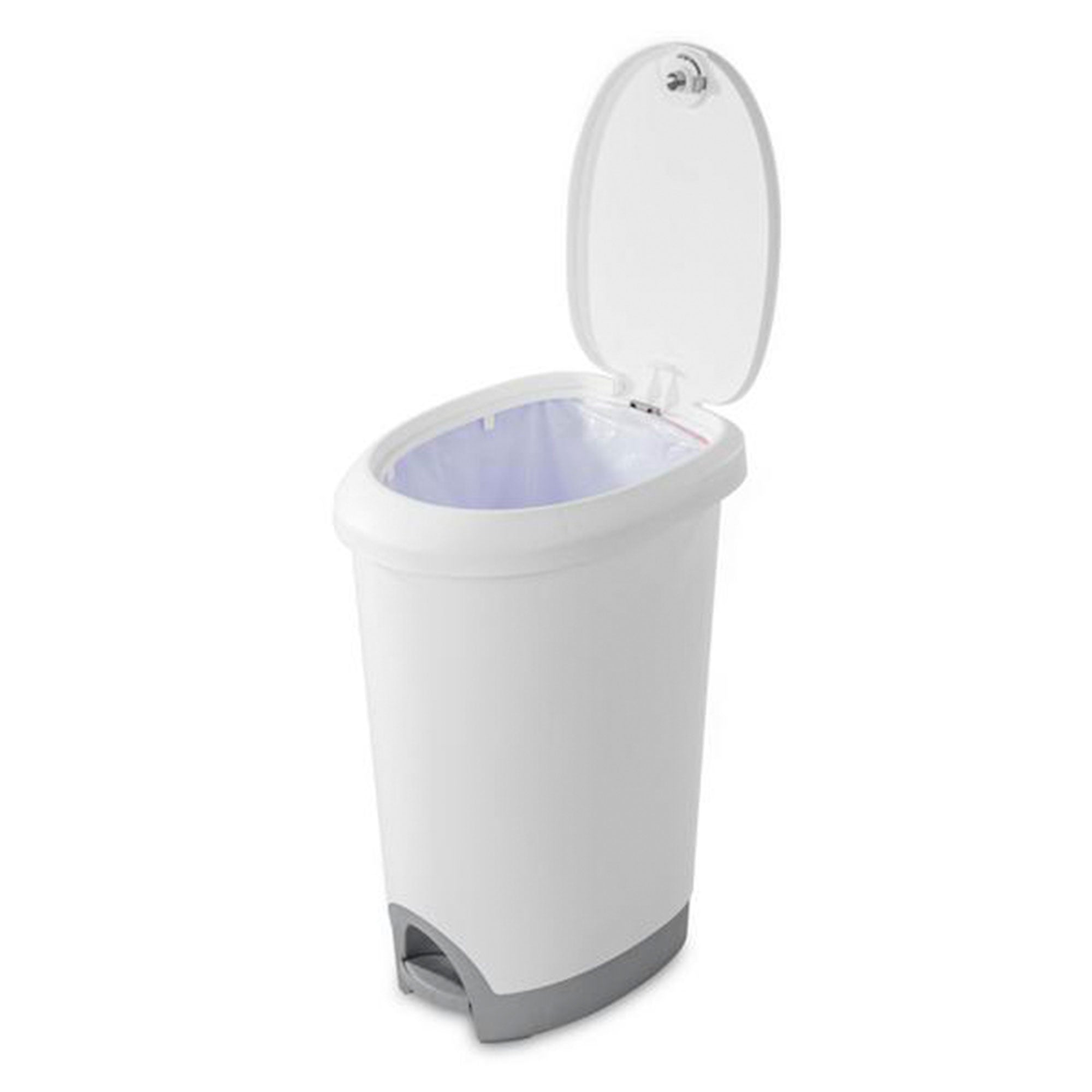 Sterilite 12.6 Gallon Locking StepOn Kitchen Garbage Wastebasket, White (4 Pack)