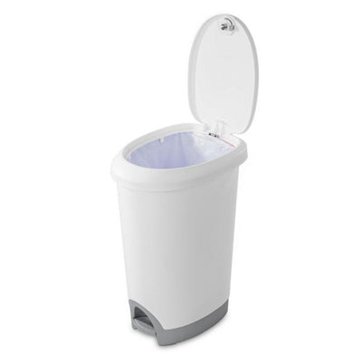 Sterilite 12.6 Gallon Locking StepOn Kitchen Garbage Wastebasket, White (4 Pack)