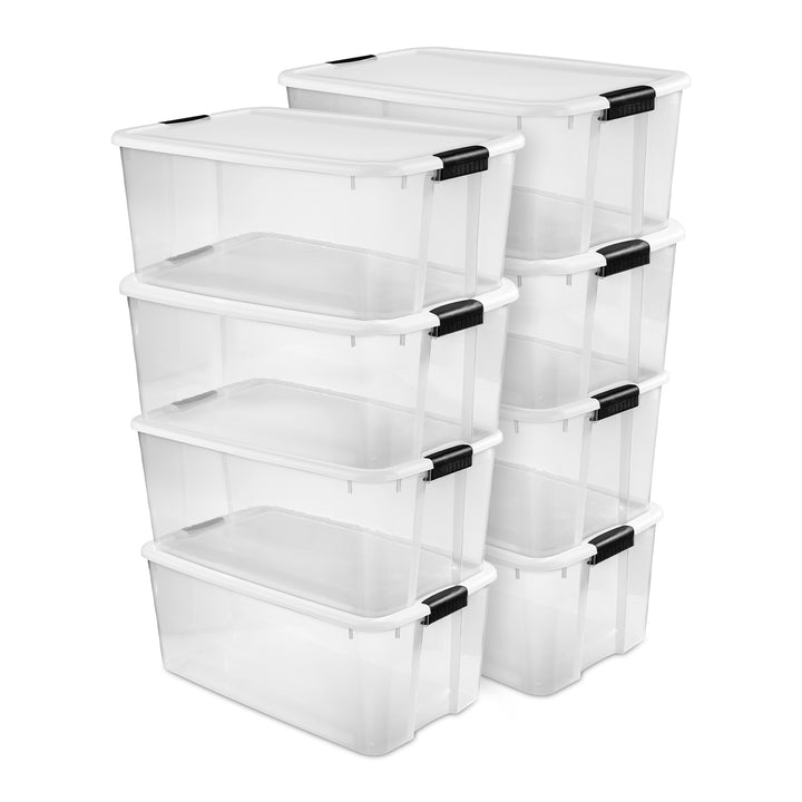 Sterilite 116 Qt Stackable Storage Bin Plastic Organizing Container, 8 Pack