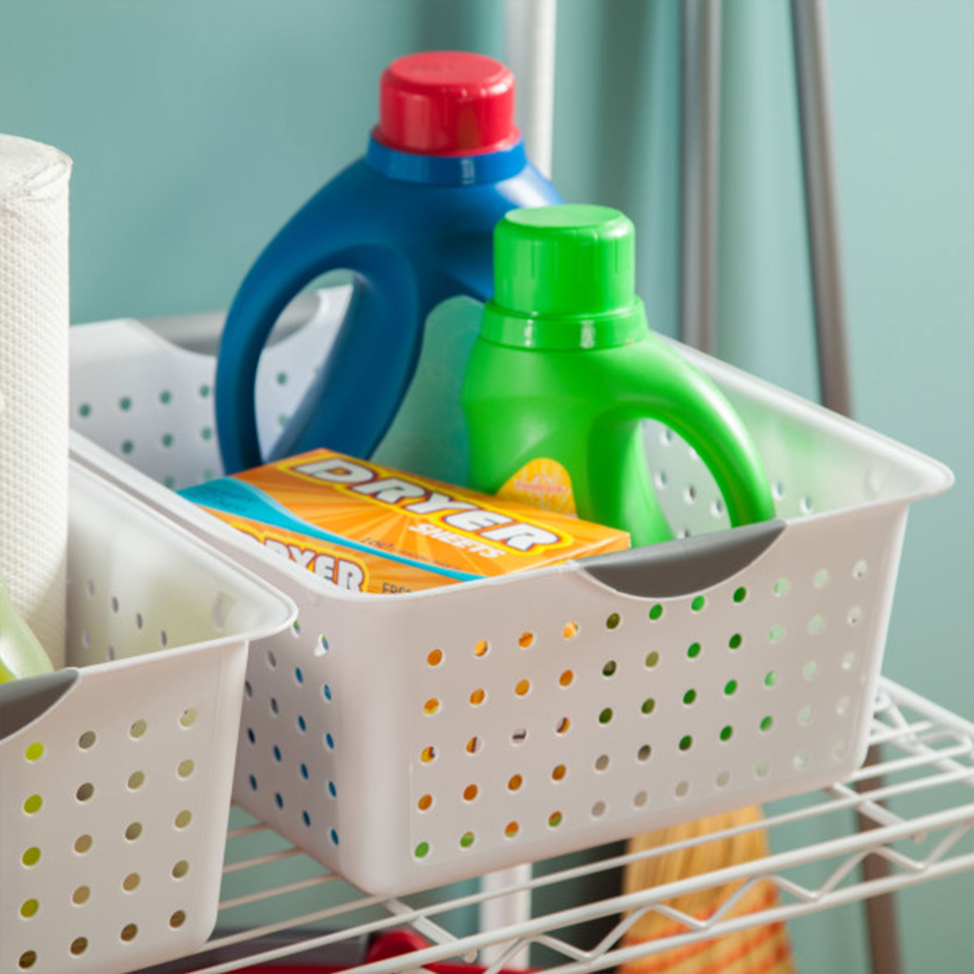 Sterilite Large Ultra Plastic Storage Bin Baskets with Handles, White, 18 Pack
