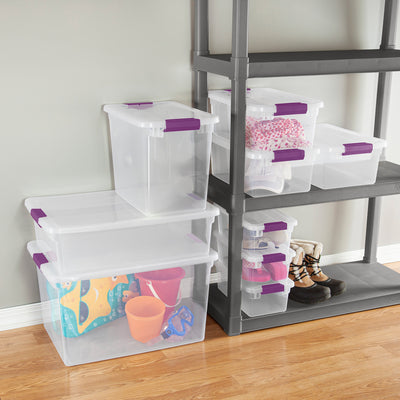 Sterilite 27 Qt ClearView Latch Storage Stackable Bin with Latching Lid, 12 Pack