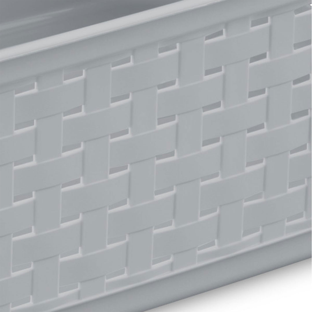Sterilite Short Weave Wicker Pattern Storage Container Basket, Gray (12 Pack) - VMInnovations