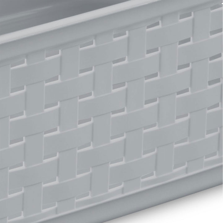 Sterilite Short Weave Wicker Pattern Storage Container Basket, Gray (12 Pack) - VMInnovations
