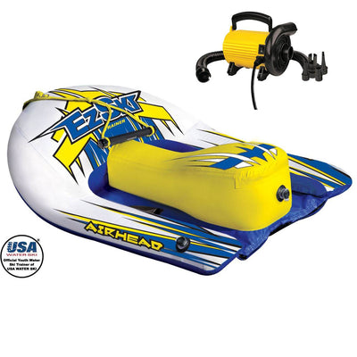 Airhead EZ Ski Inflatable Trainer Kids Skier Tube + SportsStuff Electric Pump