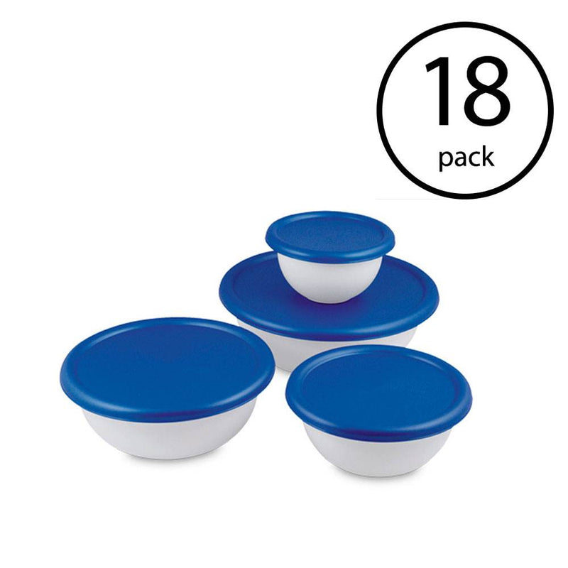 Sterilite 8 Piece Plastic Kitchen Covered Bowl Mixing Set with Lids (18 Pack)