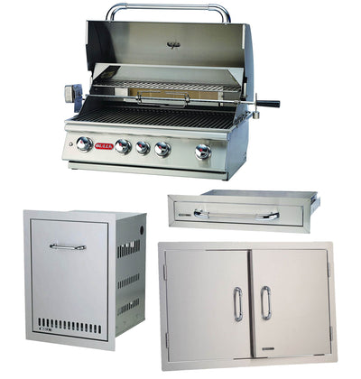 Bull Angus 4 Burner Steel Built In Propane BBQ Grill Head with Accessory Package