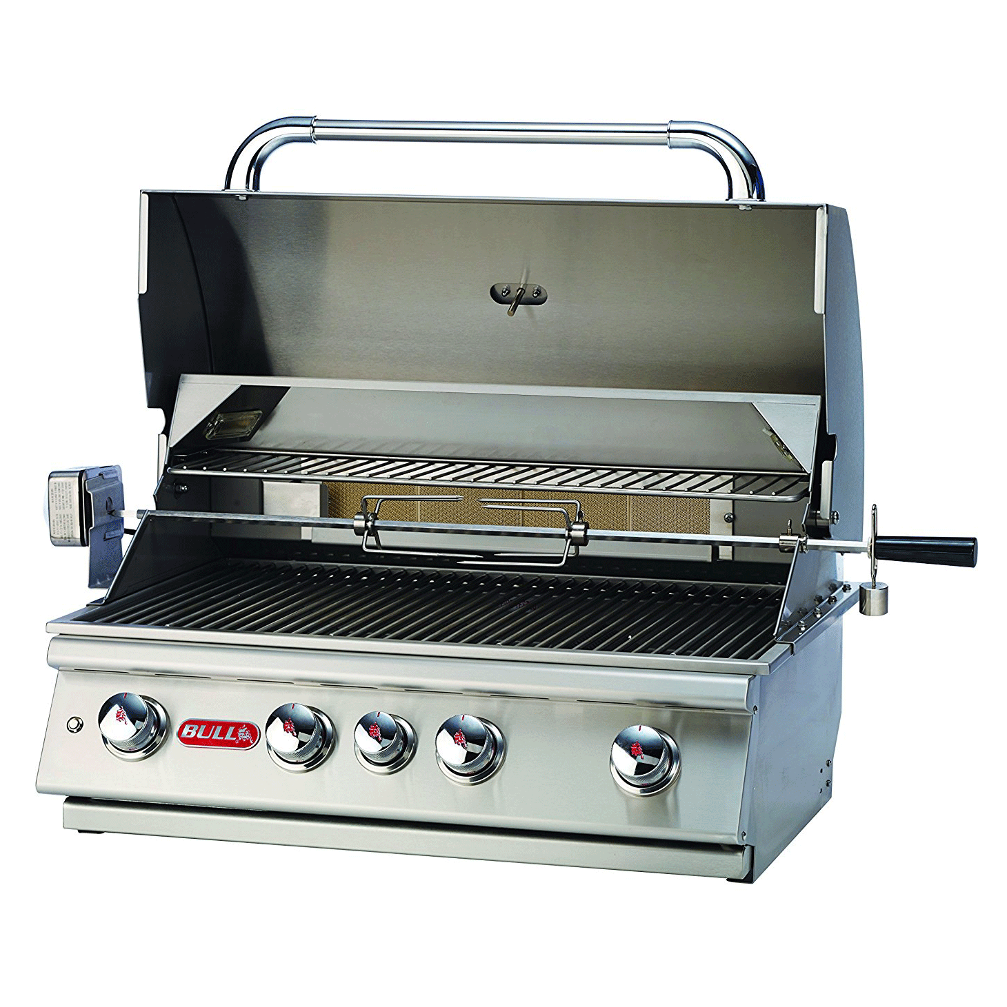 Bull Angus 4 Burner Steel Built In Propane BBQ Grill Head with Accessory Package