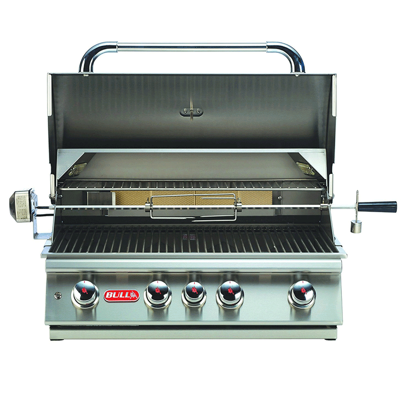 Bull Angus 4 Burner Steel Built In Propane BBQ Grill Head with Accessory Package