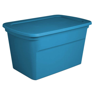 Sterilite 17364306 30 Gallon Plastic Storage Tote, Blue Aquarium (18 Pack)
