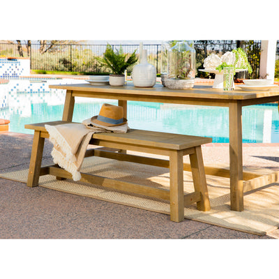 Coaster Sierra 6 Piece Eucalyptus Wooden Rectangular Outdoor Dining Set, Natural (Open Box)