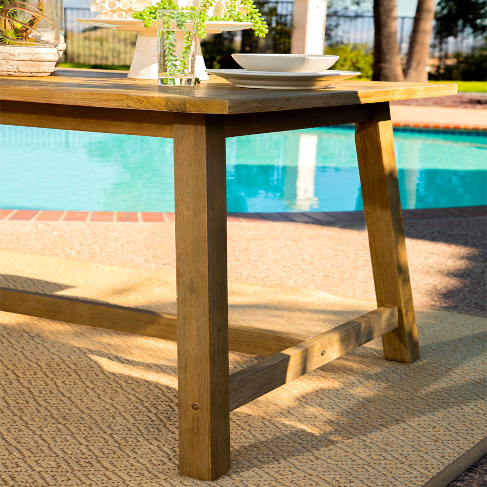 Coaster Sierra 6 Piece Eucalyptus Wooden Rectangular Outdoor Dining Set, (Used) - VMInnovations