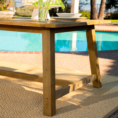 Coaster Sierra 6 Piece Eucalyptus Wooden Rectangular Outdoor Dining Set, (Used)