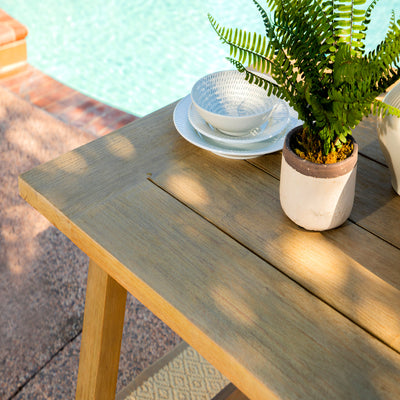 Coaster Sierra 6 Piece Eucalyptus Wooden Rectangular Outdoor Dining Set, Natural (Open Box)
