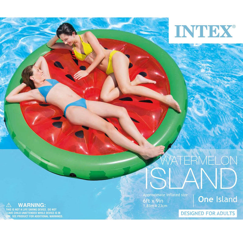 Intex Giant Inflatable 72" Watermelon Island Summer Swimming Pool Float (4 Pack)