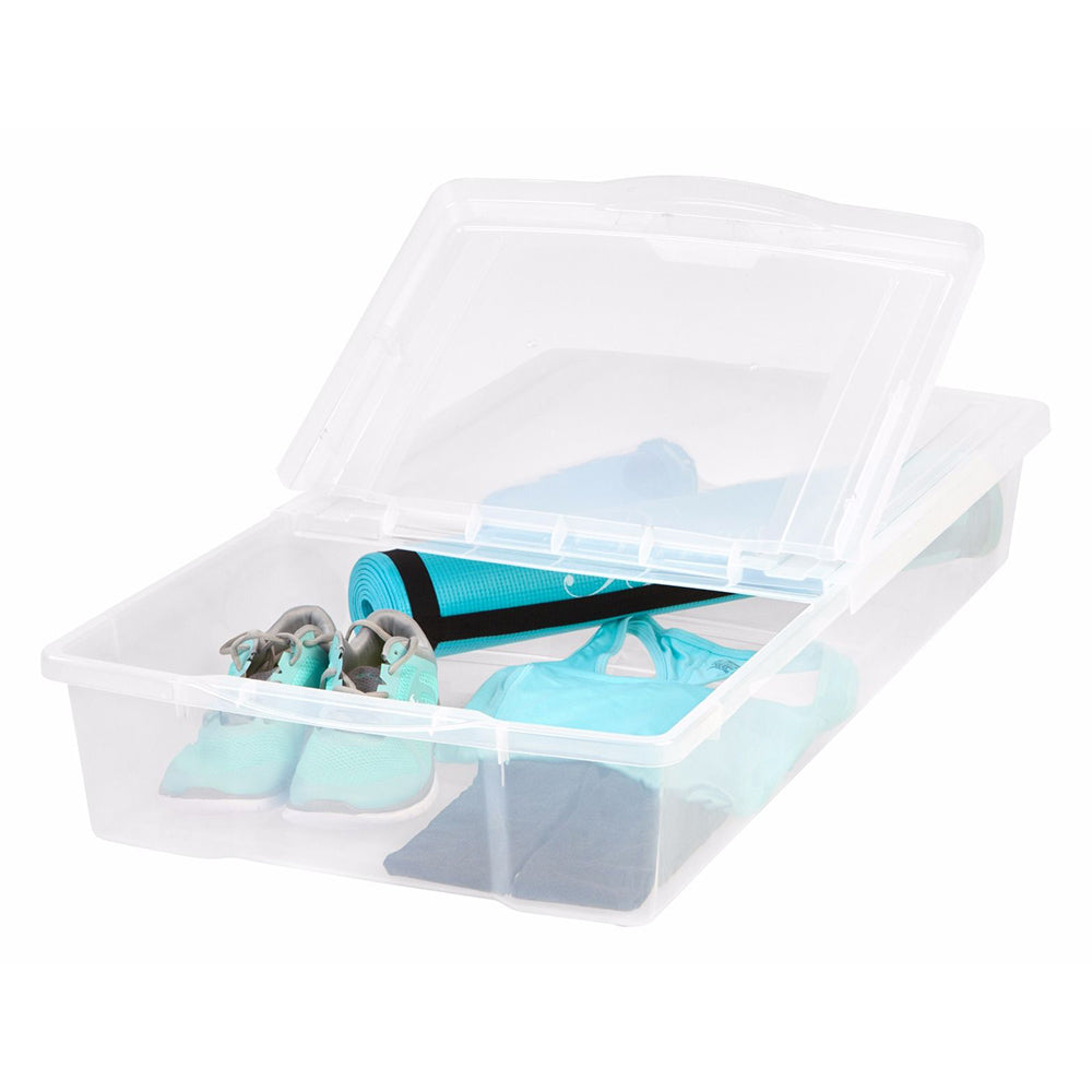 IRIS USA 58 Quart Plastic Underbed Storage Box with Hinged Lid, Clear (Open Box)