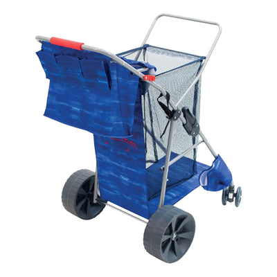 RIO Brands Deluxe Wonder Wheeler Portable Beach Utility Cart, Blue (Open Box)