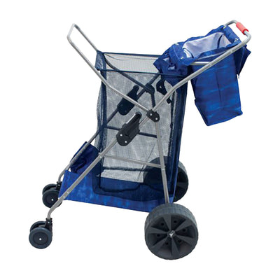 RIO Brands Deluxe Wonder Wheeler Portable Beach Utility Cart, Blue (Open Box)