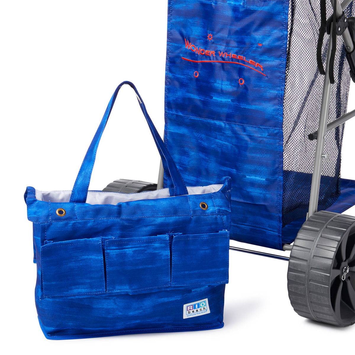 RIO Brands Deluxe Wonder Wheeler Beach Outdoor Utility Cart, Blue (Used)