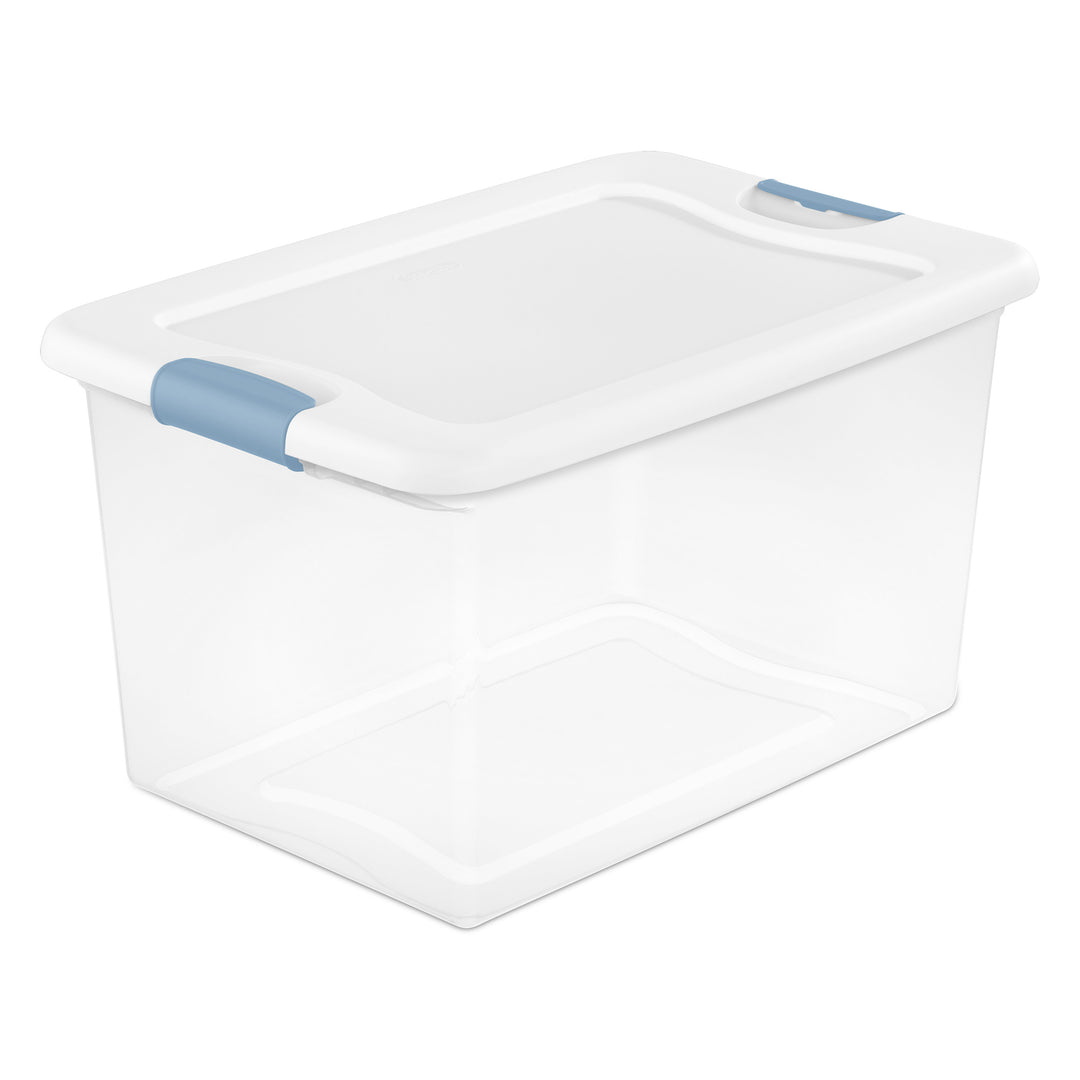 Sterilite 64 Qt Clear Plastic Stackable Storage Bin w/ White Latch Lid, 18 Pack