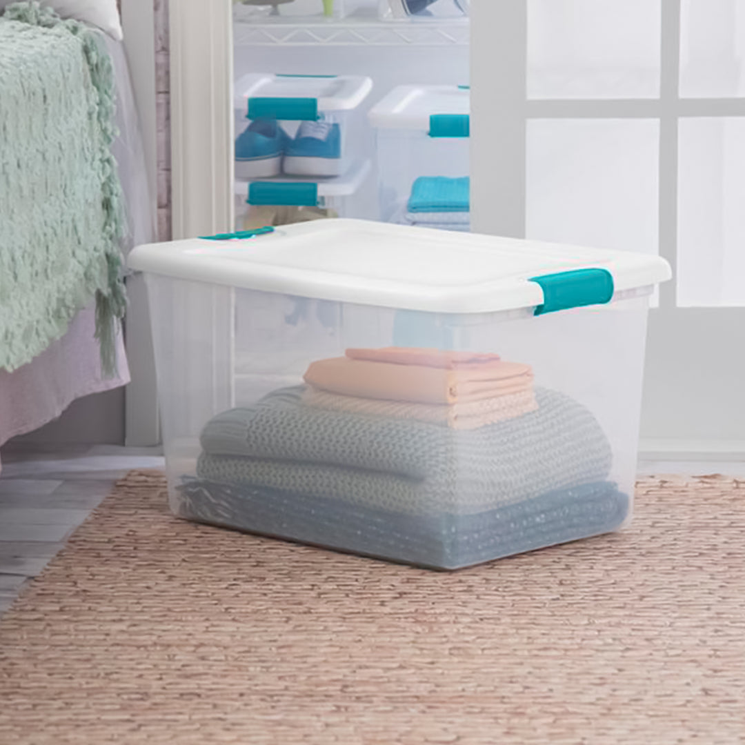 Sterilite 64 Quart Latching Storage Tote Box (6 Pack) + Medium Clip Box (4 Pack) - VMInnovations