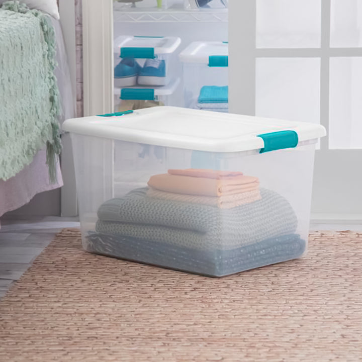 Sterilite 64 Quart Latching Storage Tote Box (6 Pack) + Medium Clip Box (4 Pack) - VMInnovations