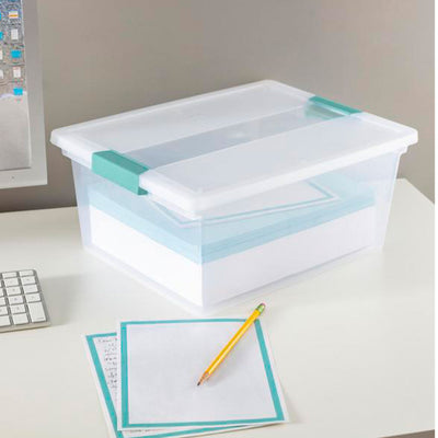 Sterilite Deep Clear Plastic Stackable Storage Bin with Clear Latch Lid, 8 Pack
