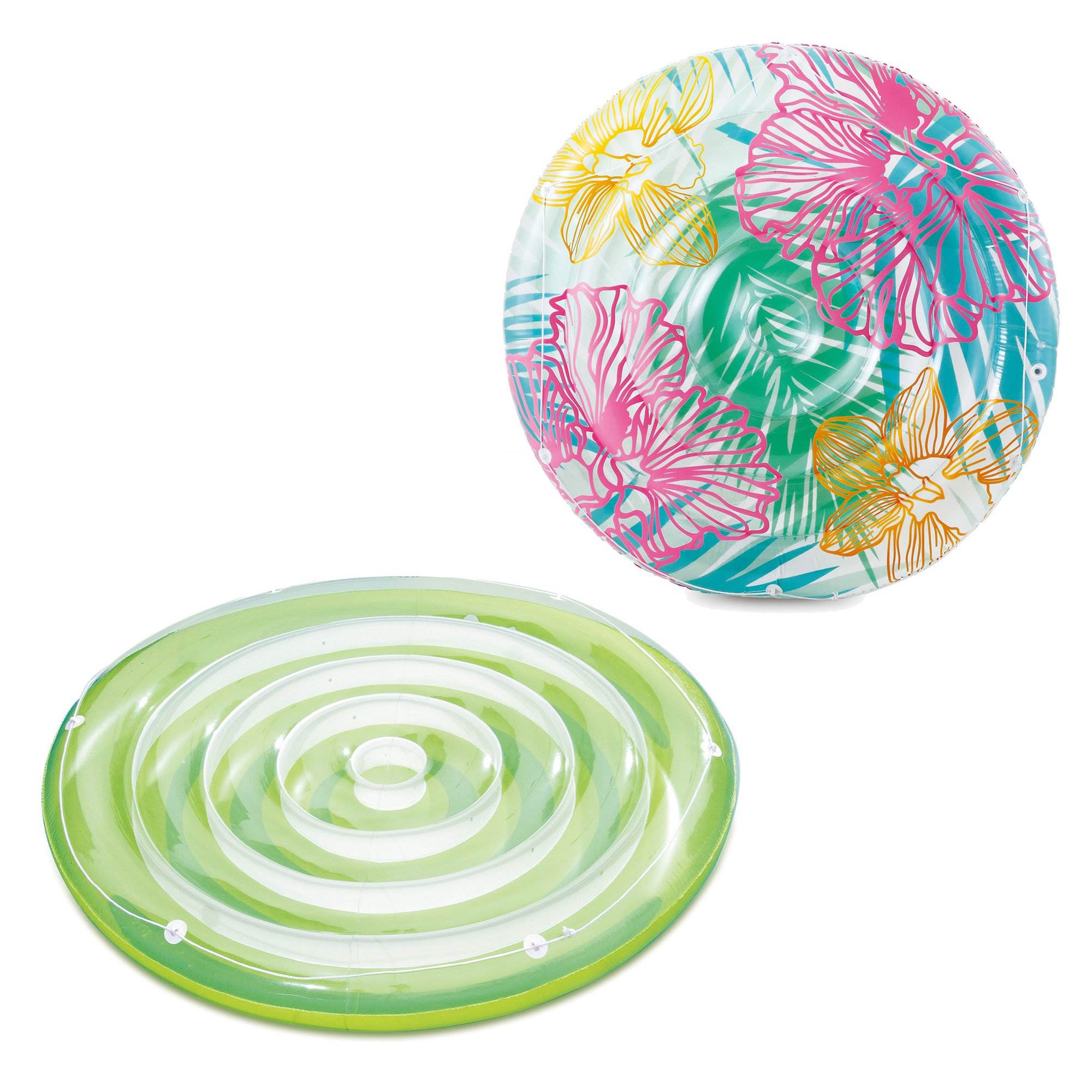 Summer Waves 65" Inflatable Splash Island Ring Pool Tube Float w/ Hibiscus Raft