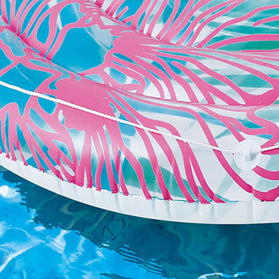 Summer Waves 65" Inflatable Splash Island Ring Pool Tube Float w/ Hibiscus Raft