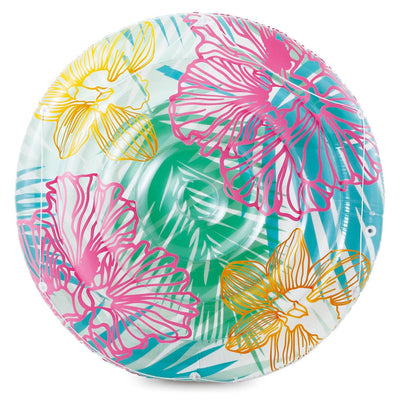 Summer Waves 65" Inflatable Splash Island Ring Pool Tube Float w/ Hibiscus Raft
