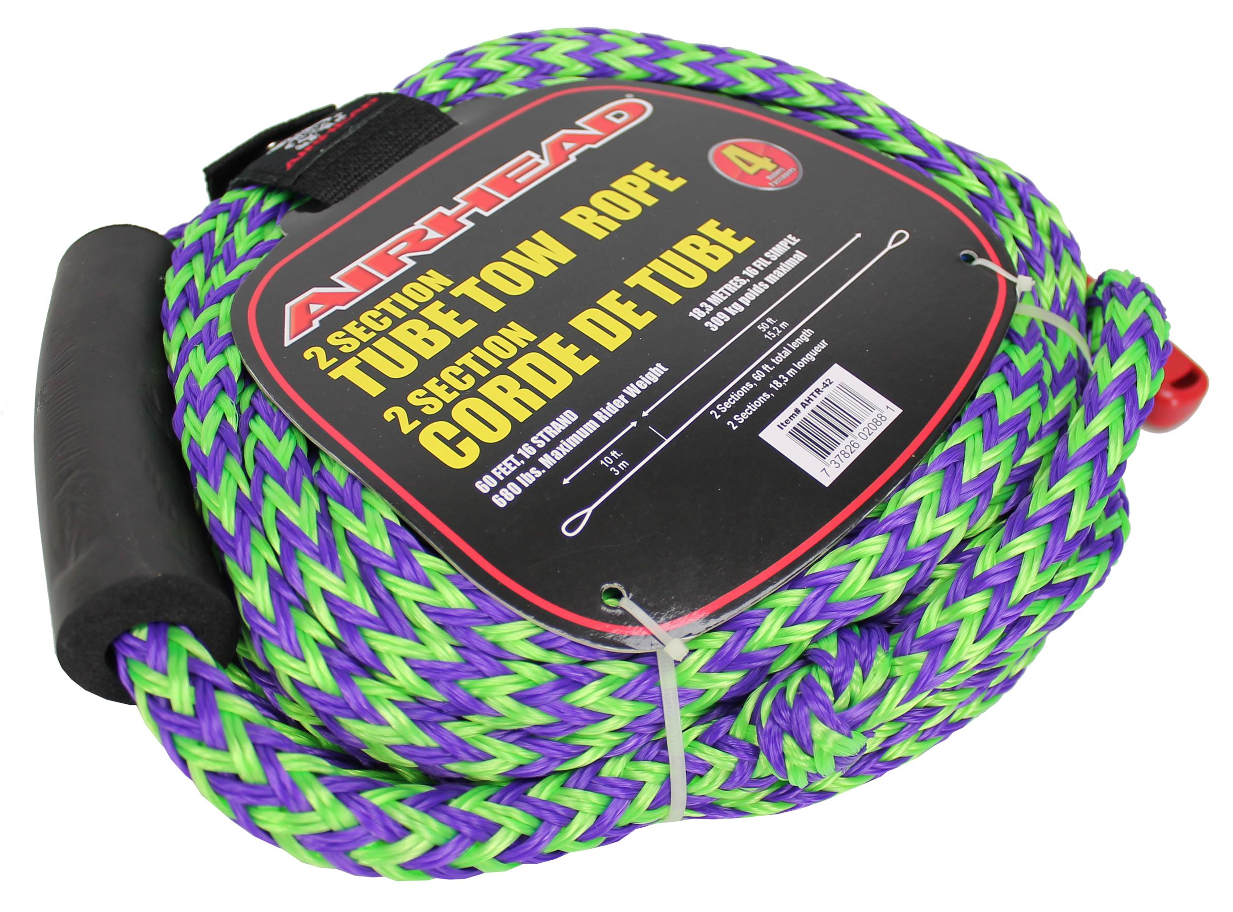 Airhead Riptide 2 Double Rider Inflatable Boat Towable Tube w/ Tow Rope and Pump