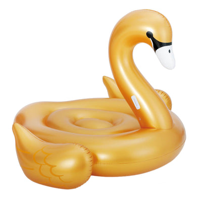 Summer Waves Jumbo Inflatable Pink Flamingo Ride-On Pool Raft + Gold Swan Float